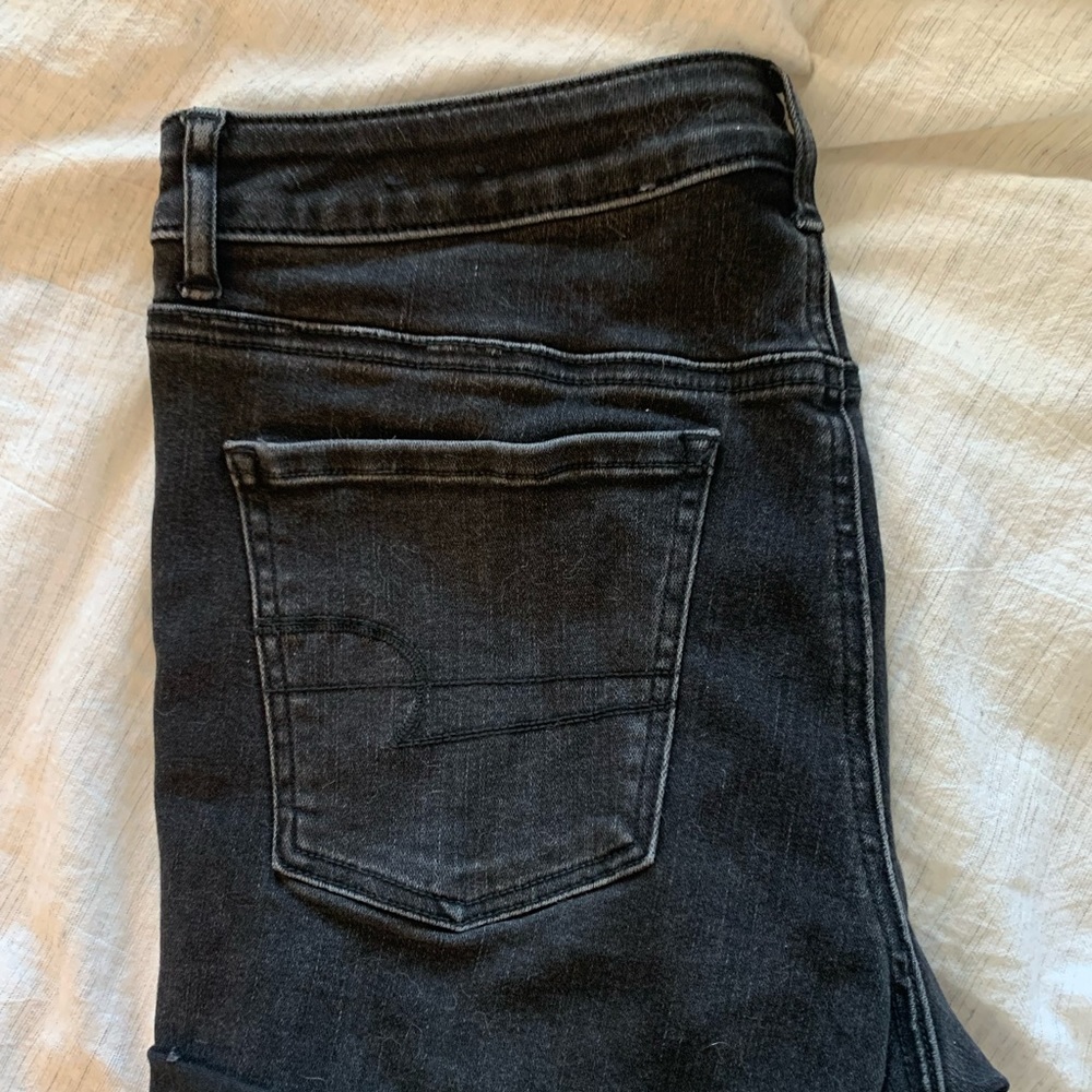 American Eagle black high rise jean shorts